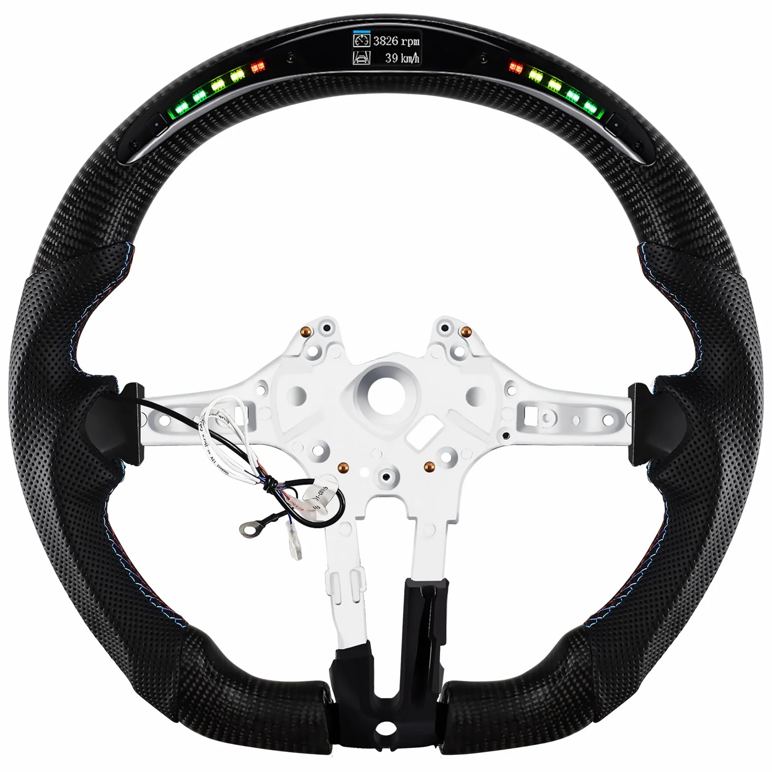 Volante LED in fibra di carbonio per BMW M Sportserie/M Performance Serie M5 F10 F11 F06 F12 F13 F01 F02 F03 GTF07 M5 F10/F90 M6 F06/F12/F13 M8 F92/F92/F92/F92/F92/F90 3 EU