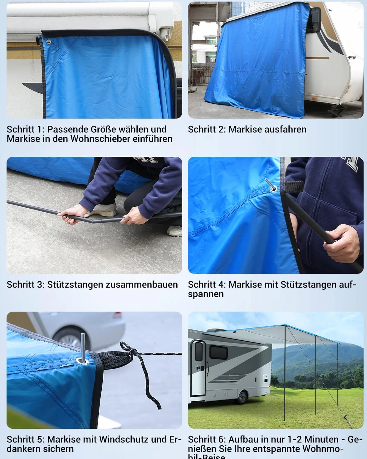 SUPAREE Tendalino Camper Parasole Van Tenda da Sole per Roulotte 3 Binari Tubazioni Protezione UV Impermeabile 3.5 x 2.4m