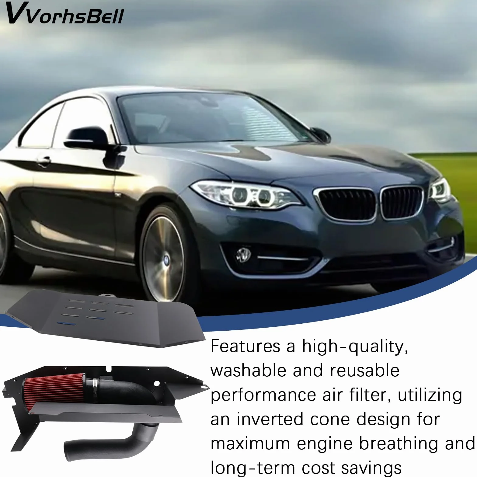 Kit di aspirazione aria fredda compatibile con BMW N20 N26 2.0T F30 F32 328i 428i 320i 420i 228i con filtro ad alto flusso per sistema di aspirazione performante