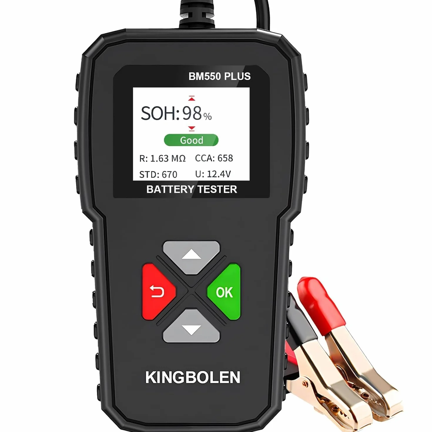 KINGBOLEN BM550 PLUS Tester Batteria 6V 12V 24V Con Display LED, 100-2000CCA 2-220Ah Analizzatore Digitale per Auto, Camion, Marina, Moto