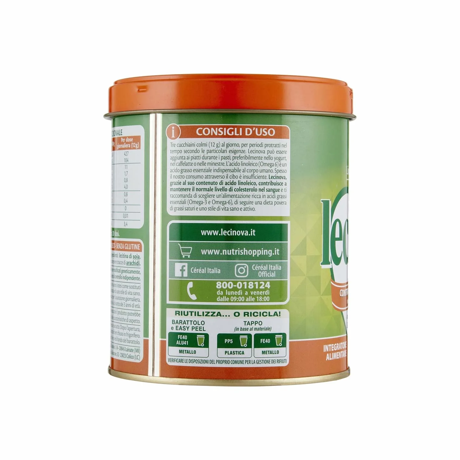 LECINOVA Lecitina di Soia, 250g, Senza Glutine, Non OGM, Omega 6