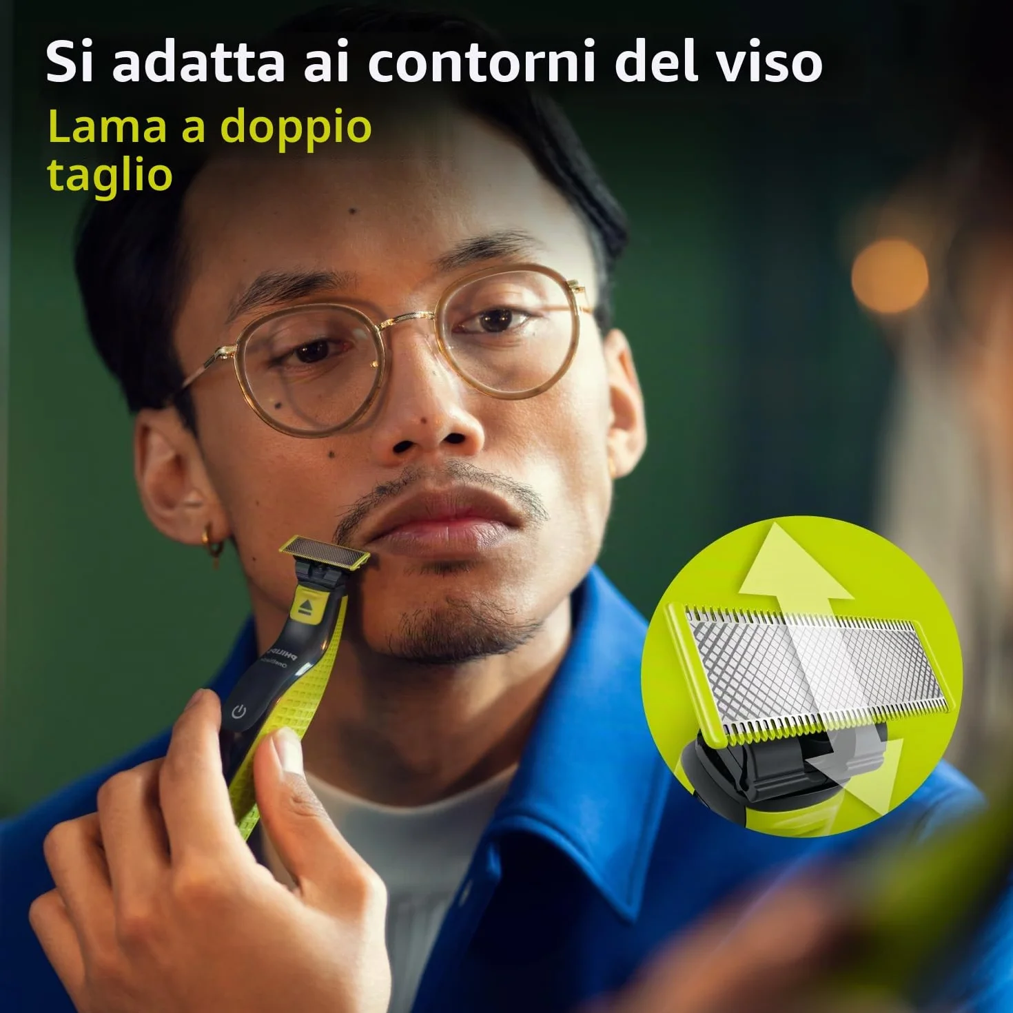 PHILIPS Oneblade QP2724/10 Regolabarba 3 accessori 1-5mm Senza Fili Ricaricabile Verde Nero