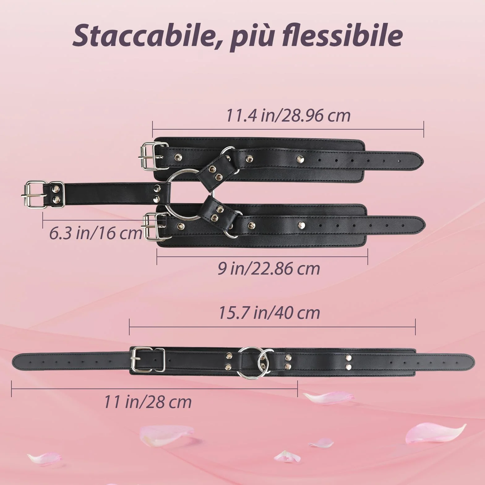 Giochi Erotici Coppie BDSM Bondage Set per Donna Uomo con Manette e Collari Regolabili Nere