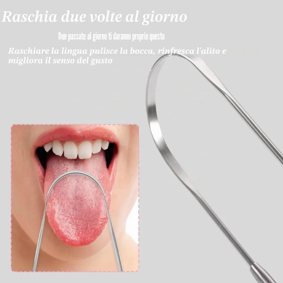 Raschietti per Lingua in Acciaio Inossidabile, Pulitori a Forma di U, Riutilizzabile Strumenti per Igiene Orale