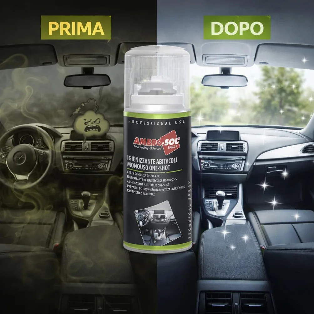 Igienizzante Climatizzatore Auto One Shot Spray 150ML 2X150ml - Pulizia Condizionatore Azione Purificante Made in Italy