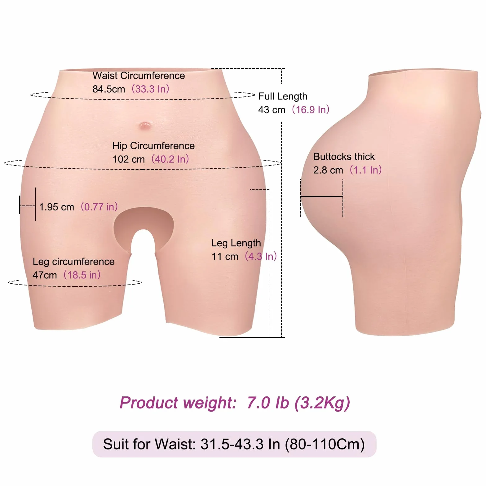 Pantaloni Falsi di Silicio Mutandine dell'Anca in Silicone per Abiti da Uomo a Donna