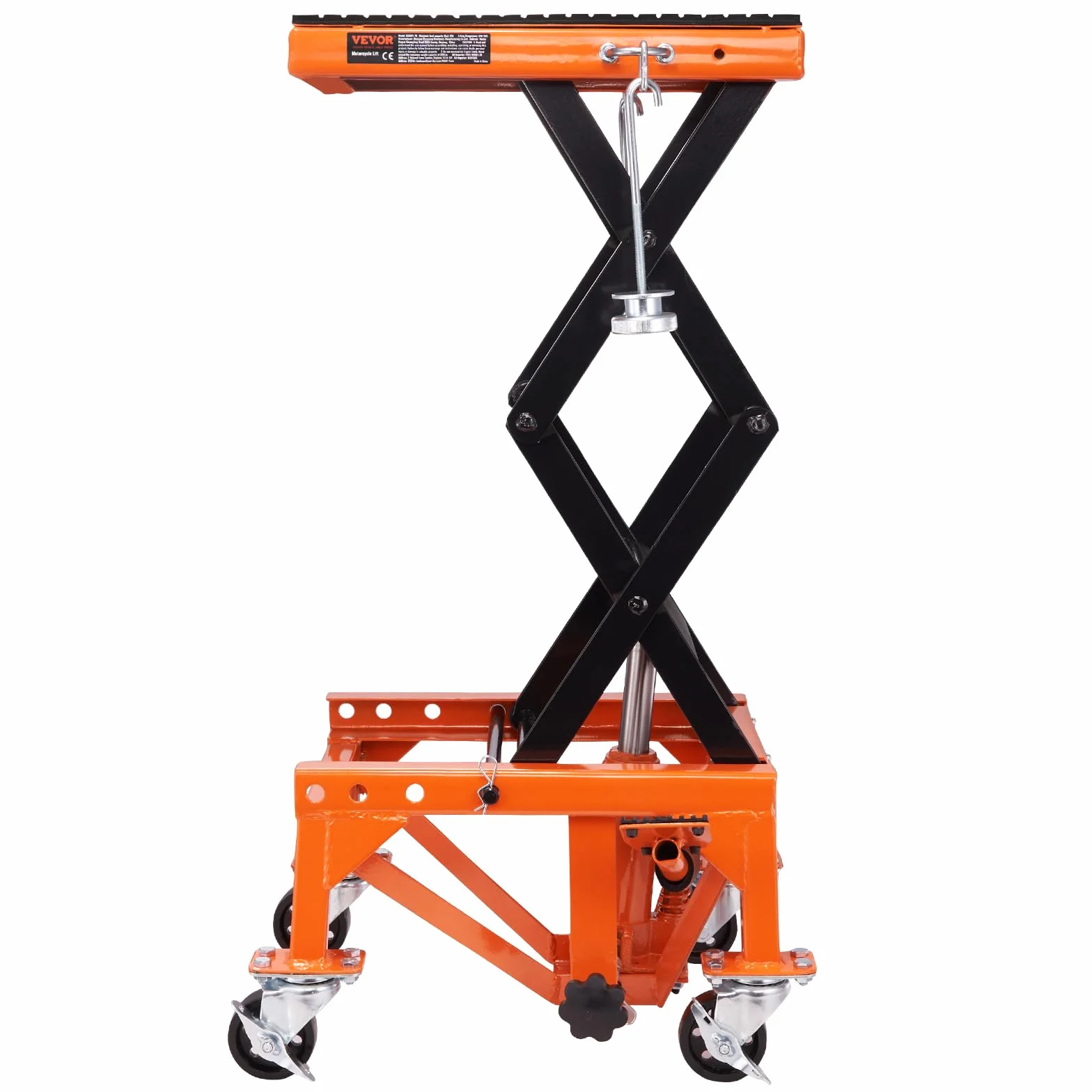 VEVOR Ponte Sollevatore Idraulico a Forbice per Moto da Officina Capacità Max. 158kg Altezza Regolabile 34-90,5 cm, Ponte Sollevatore Alzamoto da Officina Operazione Idraulica Piattaforma 41,5 x 35 cm