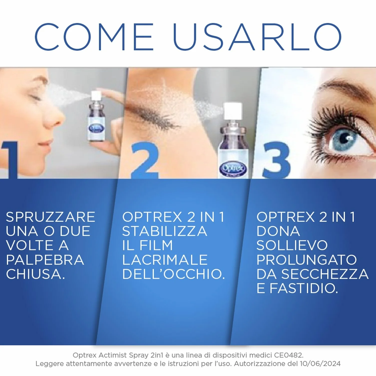 Optrex ActiMist 2 in 1 Collirio Spray Reidratante e Protettivo per Occhi Rossi, Irritati e Gonfi, 10 ml