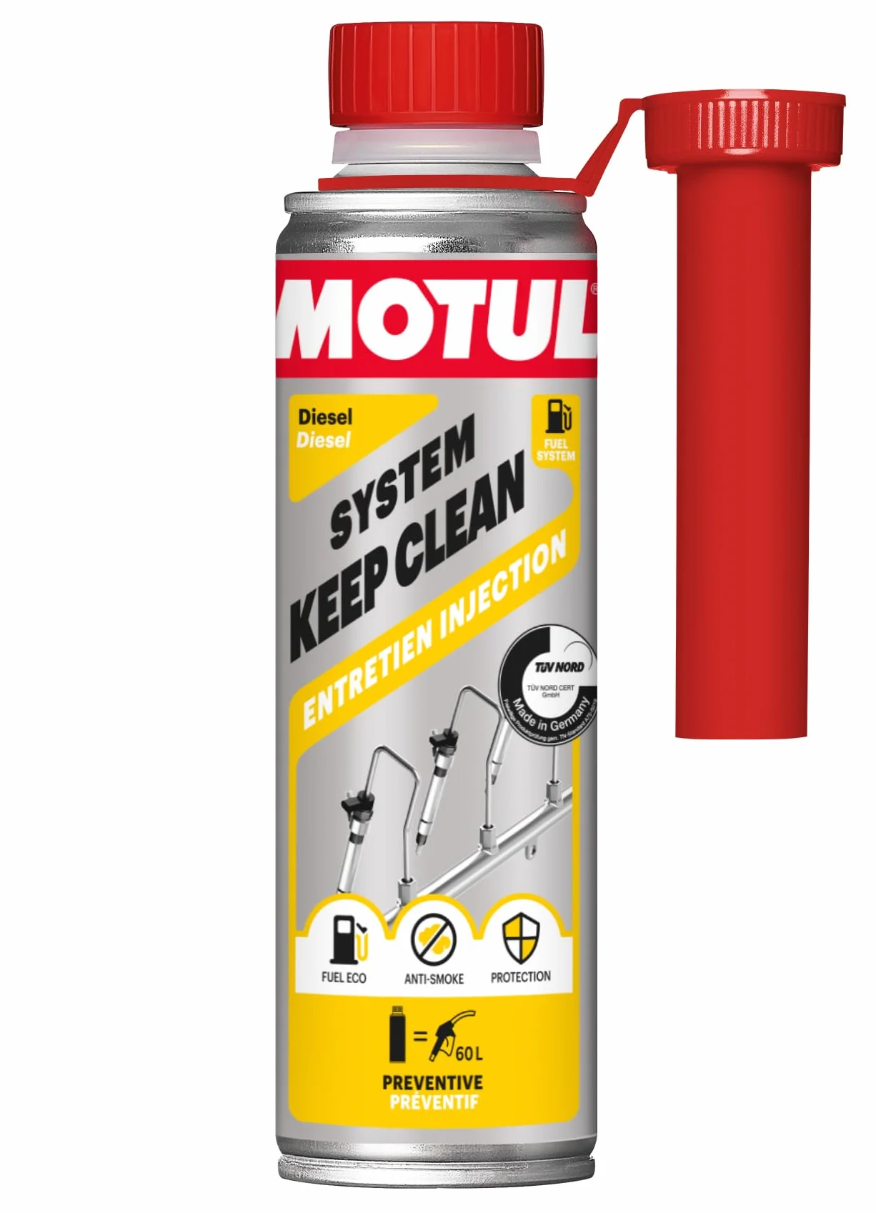 Motul - Detergente per Iniettori Diesel - Additivo di Manutenzione Preventiva per Motori Diesel - Antifumo - Riduzione dei Consumi e delle Emissioni - System Keep Clean Diesel - 300 ml