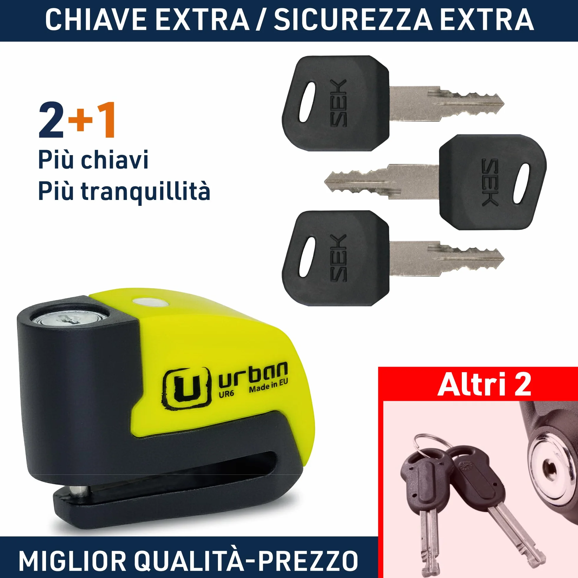 URBAN UR6 Antifurto Moto Blocca Disco con Allarme 120dB LED Impermeabile Sensibilità A+