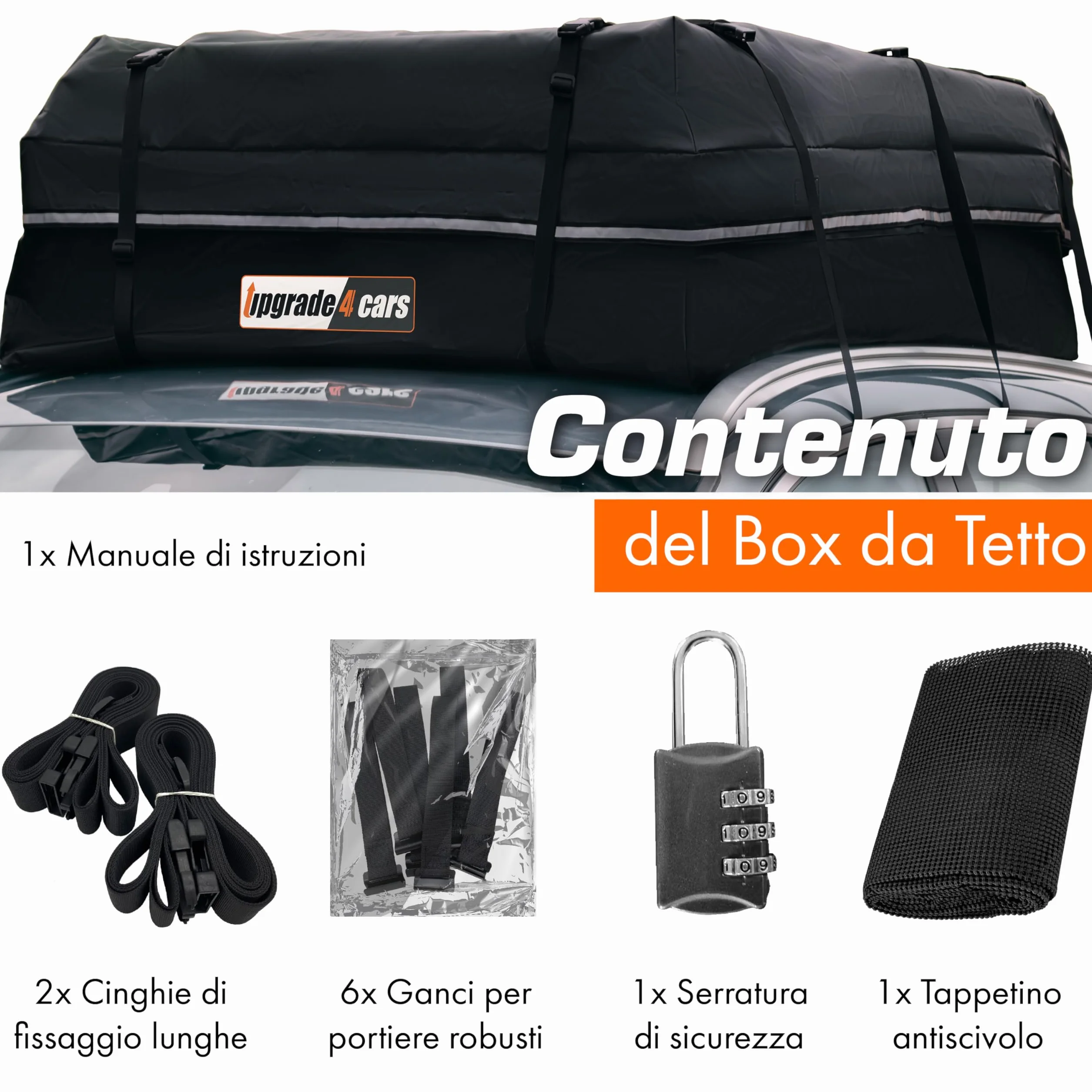 Upgrade4cars Borsa da Tetto Auto Universale Impermeabile Pieghevole 130x110x40 cm 566L