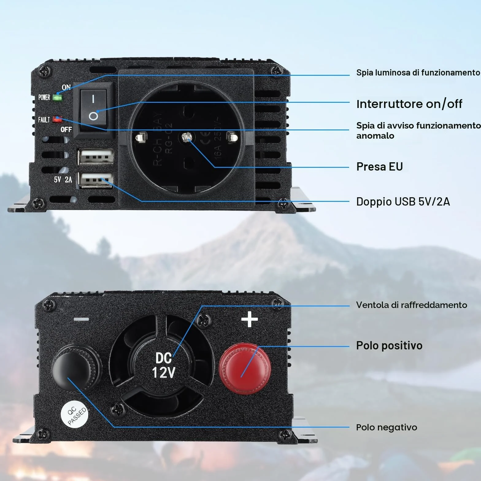 Premio Convertitore Di Tensione 1500W 12V 220V Power Inverter Con Allume Cigare 2 Porte USB