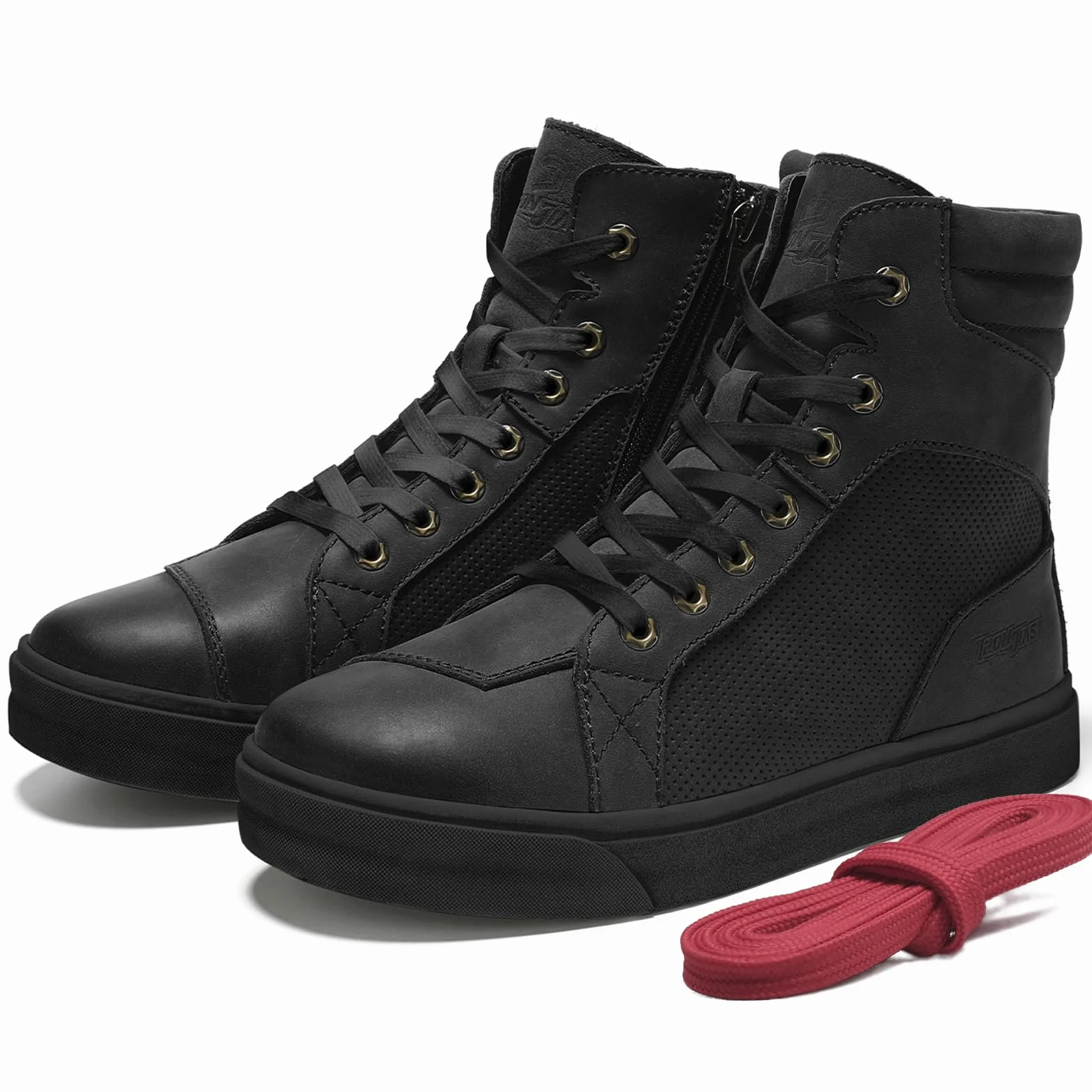 Scarpe da Moto in Pelle da Uomo, Stivali da Moto retrò, Scarpe da Ginnastica da Moto Traspiranti Casual, Cerniera del Cambio, Suola Antiscivolo Marrone 40-46