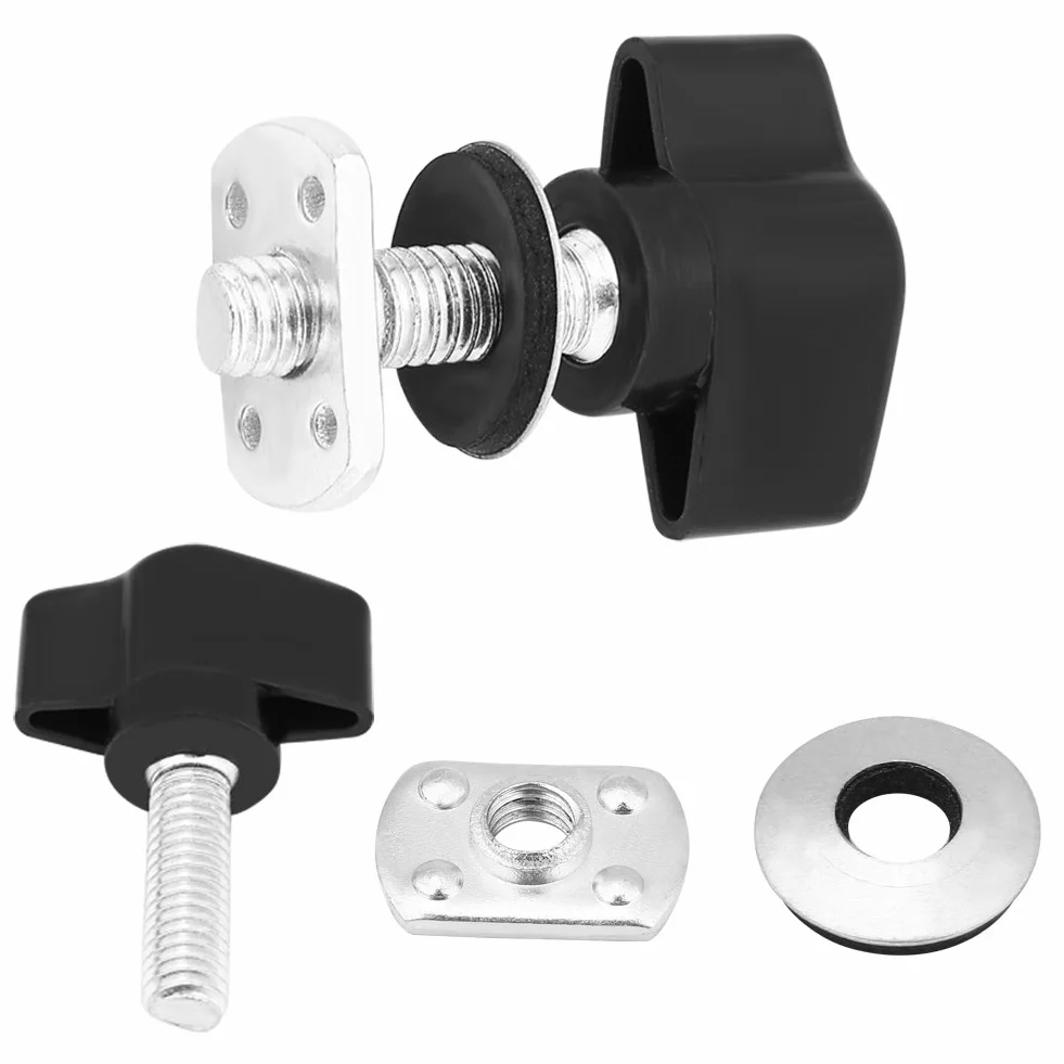 Elementi di Fissaggio Hard Top Metallo Nero Argento 8 Pezzi Universali Viti a Testa Zigrinata Dadi Bulloni Rondelle