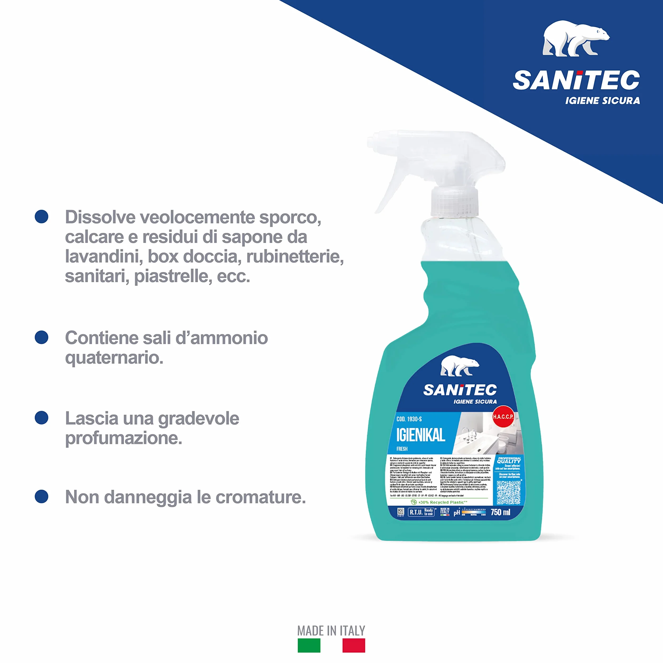 Sanitec Detergente Disincrostante Acido Fosforico Acido Citrico 750 ml