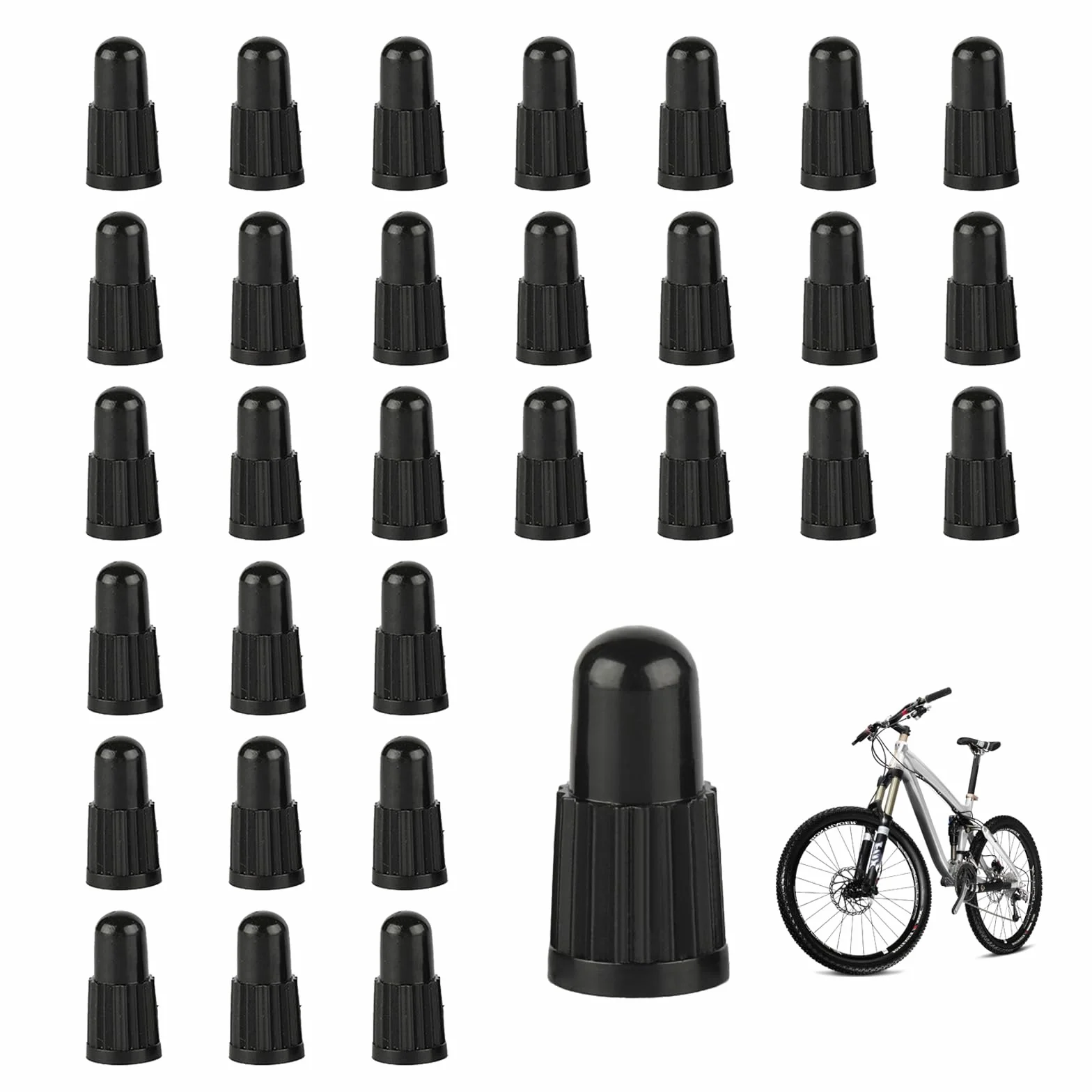 30 Pezzi Tappo Valvola Presta per Bicicletta Nero Plastica Cappucci Antipolvere Durevole Riutilizzabile
