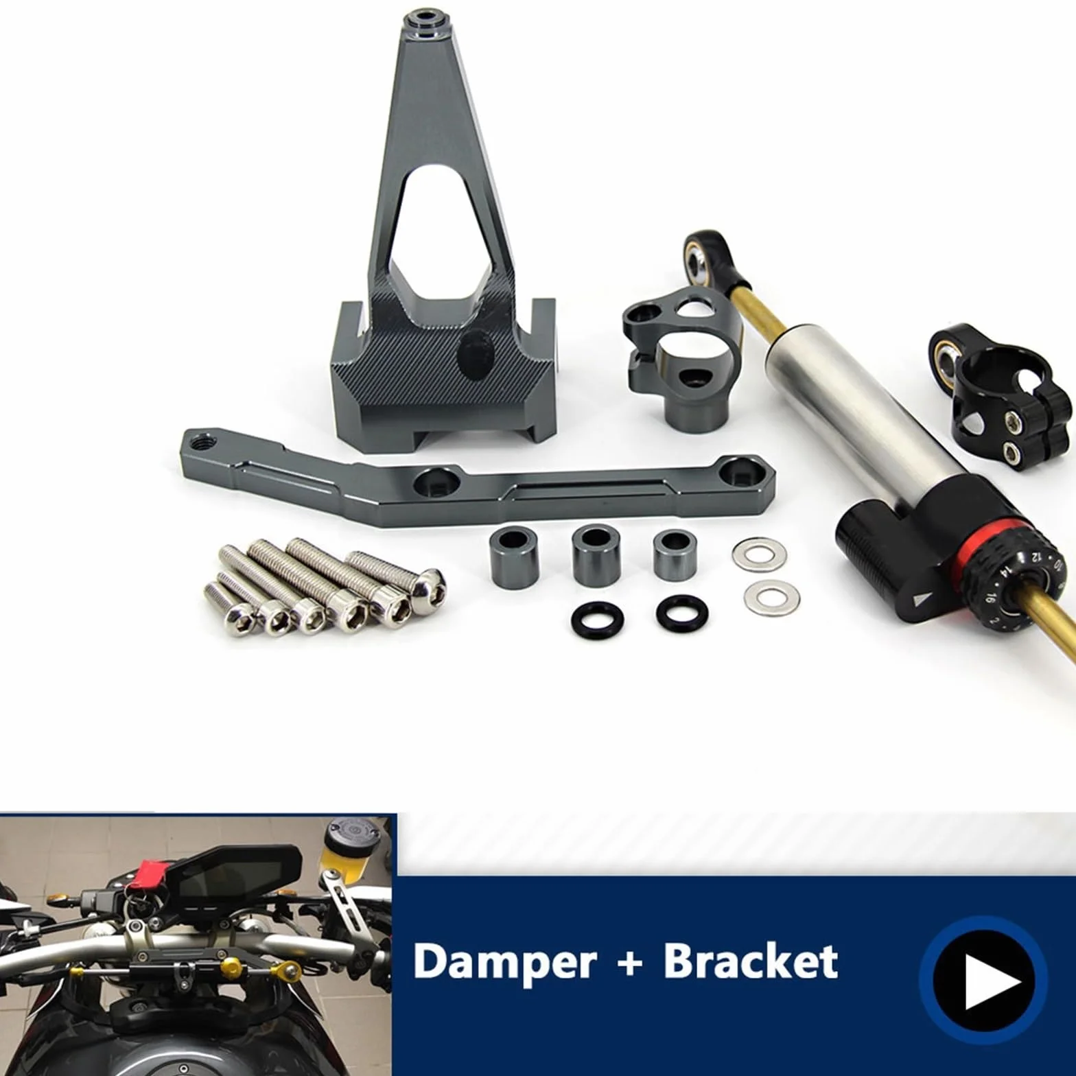 Per YAMAHA MT-09 FZ-09 MT 09 MT09 FZ09 Ammortizzatore Di Sterzo Moto Con Staffa Accessori 2014 2015 2016 2017 2018 2013-2019