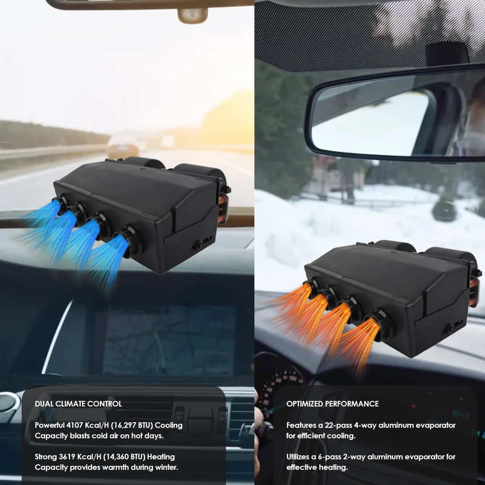 A/C Kit riscaldatore e unità evaporatore 12V 3 velocità 600CFM universale per camion auto