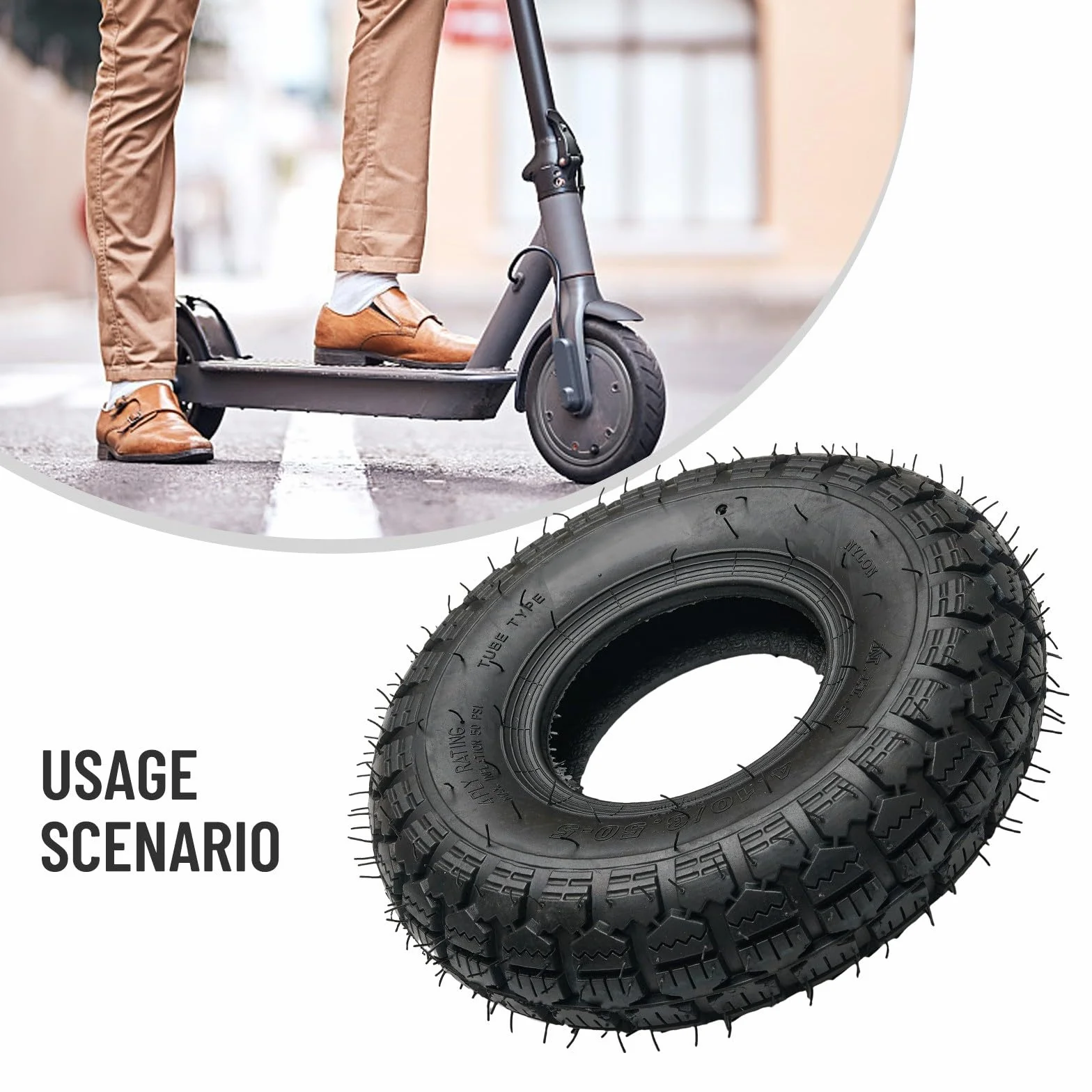 Pneumatico in gomma 4.10/3.50-5 12 pollici per scooter elettrico Go Kart Trolley Nero
