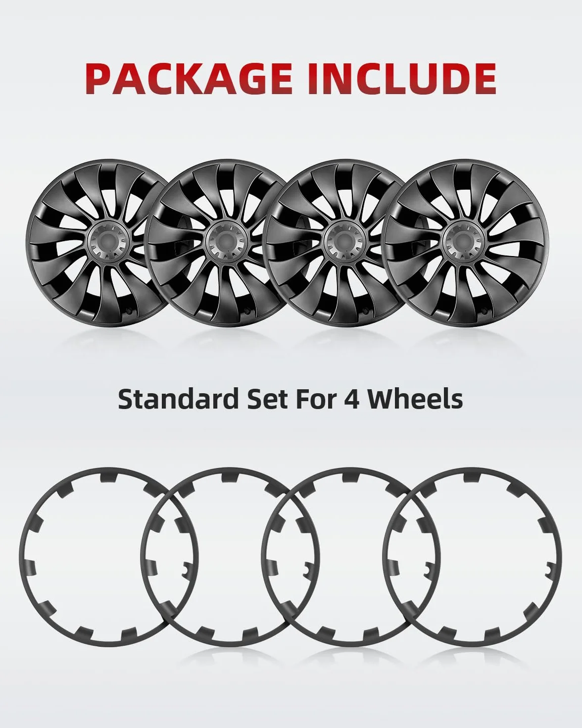 Tesla Model Y 21 Pollici Protezione Cerchio ABS Uberturbina Gunpowder 4 Pezzi