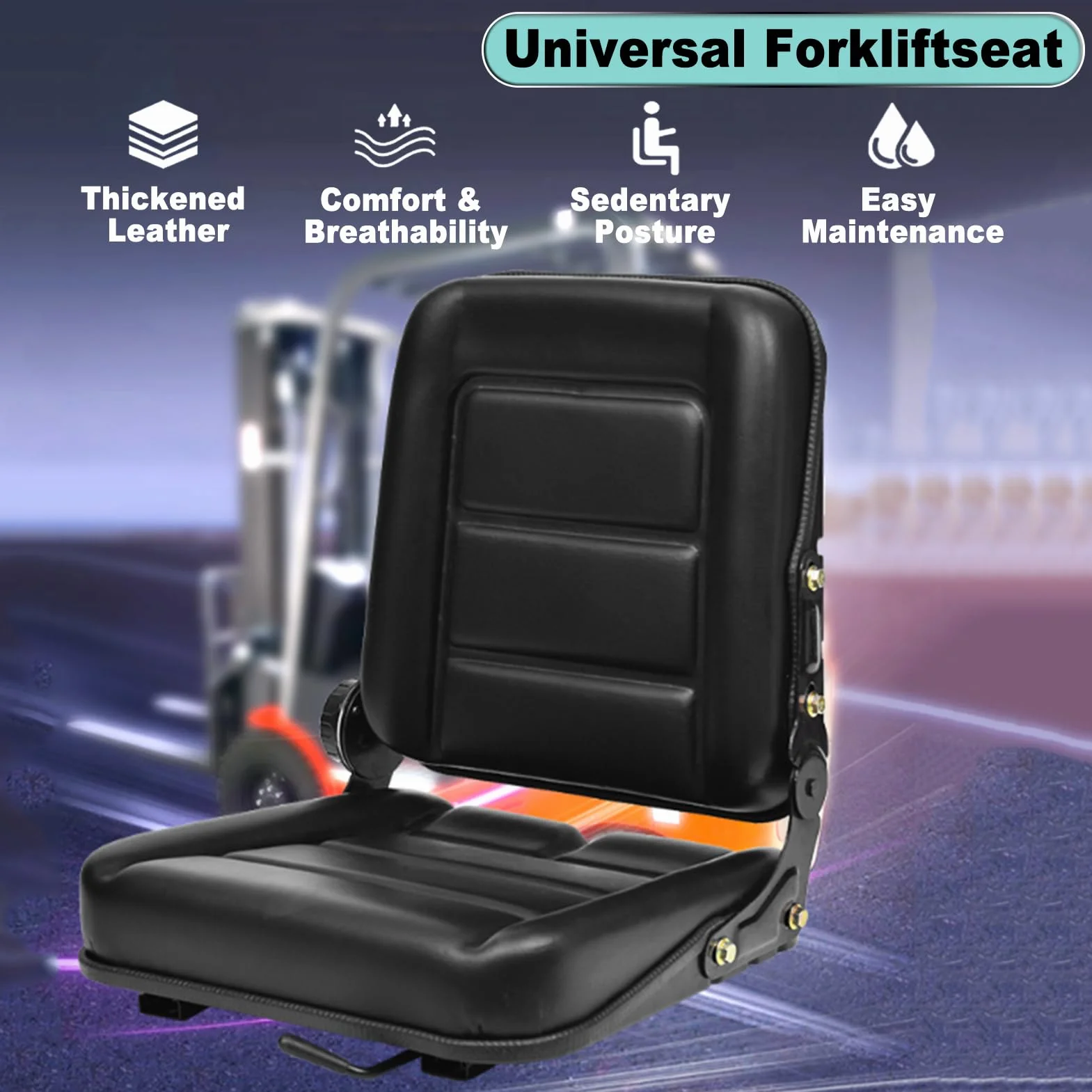 Sedile Universale per Carrelli Elevatori con Schienale Regolabile, Micro Interruttore, Guida Scorrevole, Similpelle