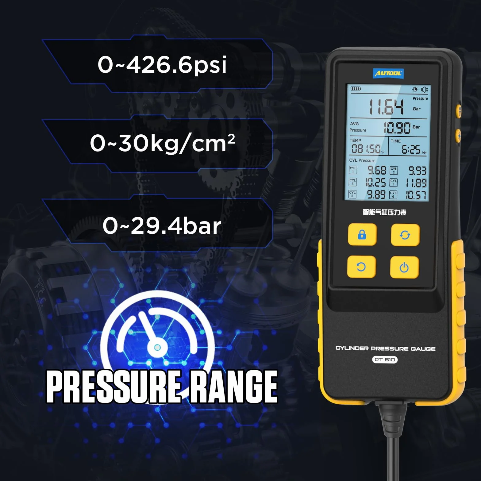 AUTOOL Tester di compressione - Benzina & Diesel Tester di compressione motore (PT610)