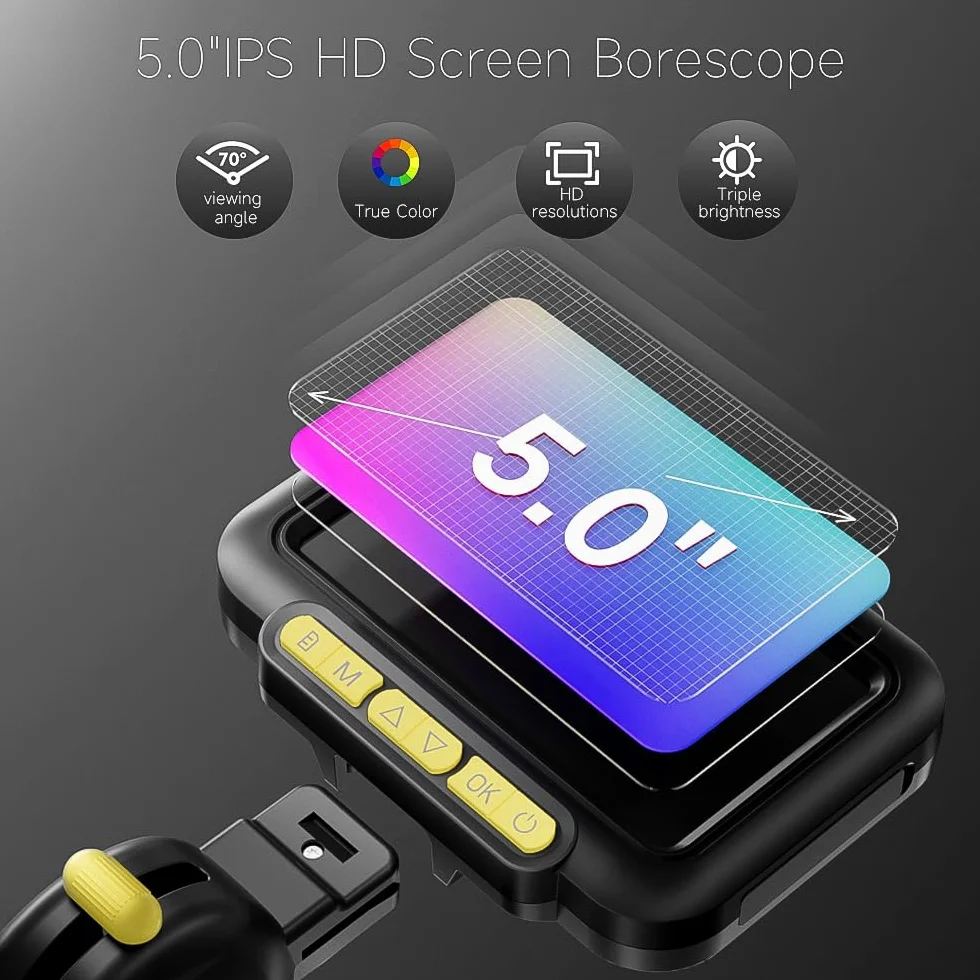 Endoscopio Industriale Bi-Direzionale Schermo IPS 5'' Sonda 6.2mm