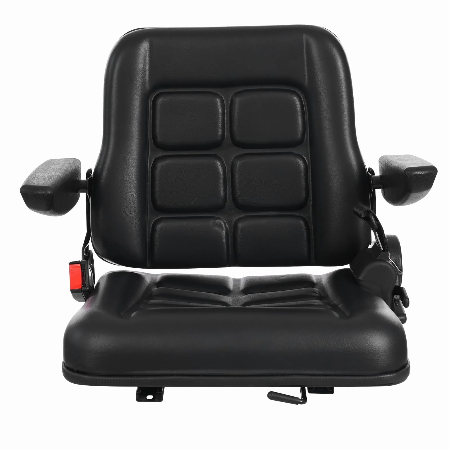 Sedile universale per carrello elevatore, sedile del trattore, schienale regolabile in pelle PVC, sedile del conducente per veicoli come UTV, ATV, carrelli da golf, carrelli elevatori, bulldozer