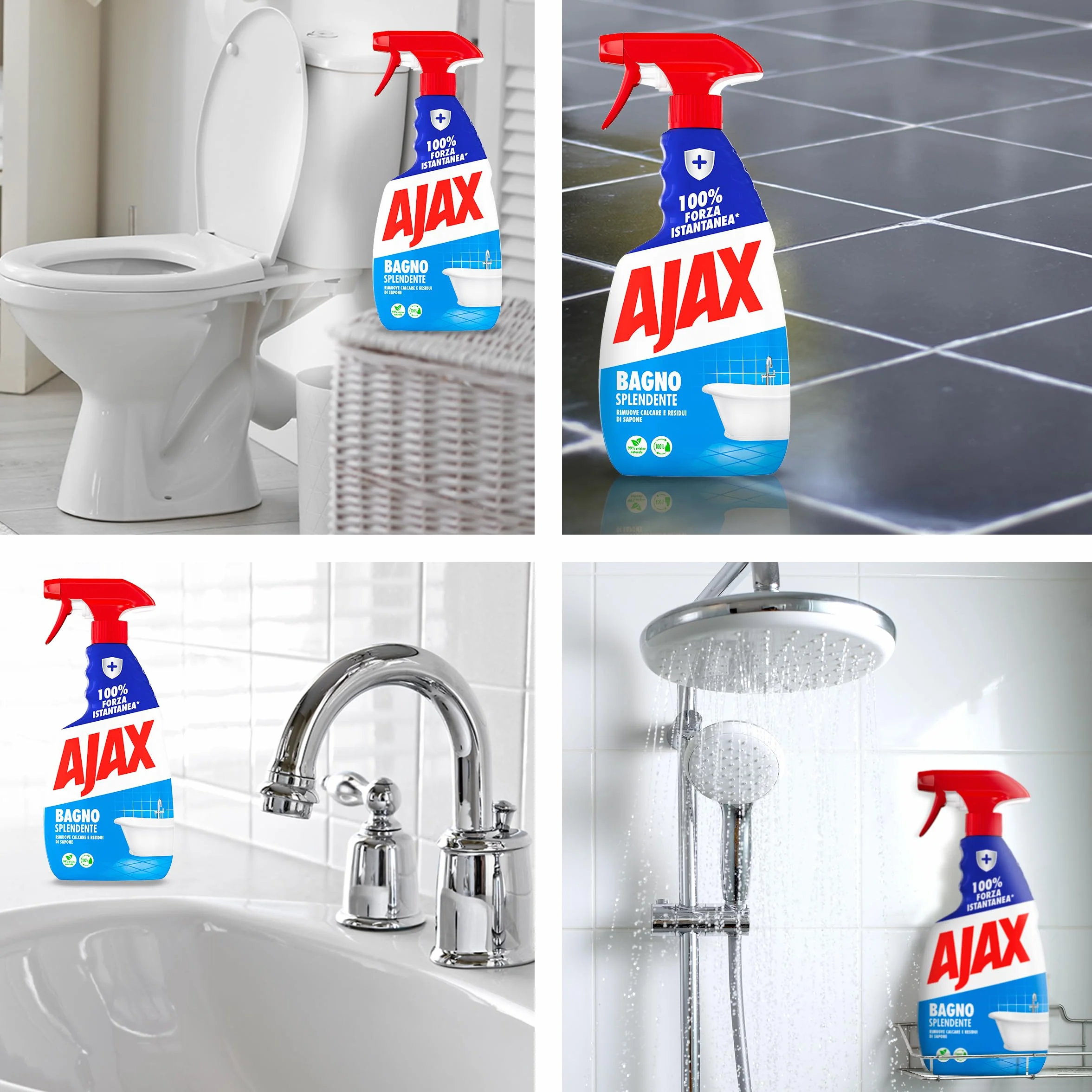 Ajax Detergente Spray Bagno 10 Confezioni da 600 ml, Rimuove Calcare, Superfici Brillanti, Vegano