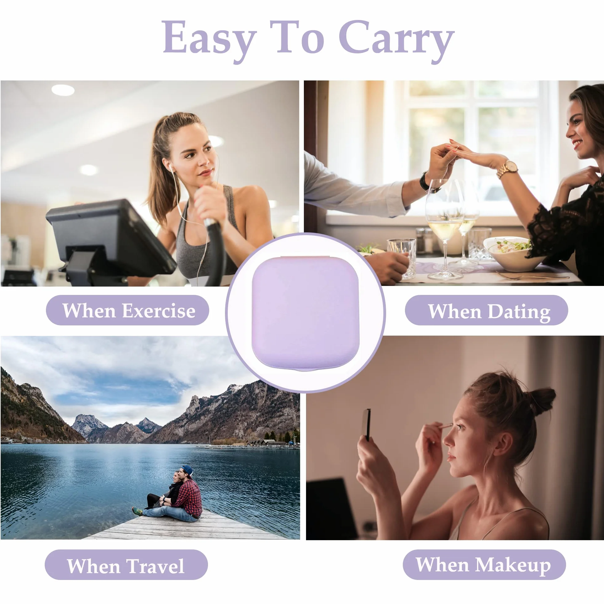 Custodia per lenti a contatto igienica portatile Set da viaggio con specchio Viola