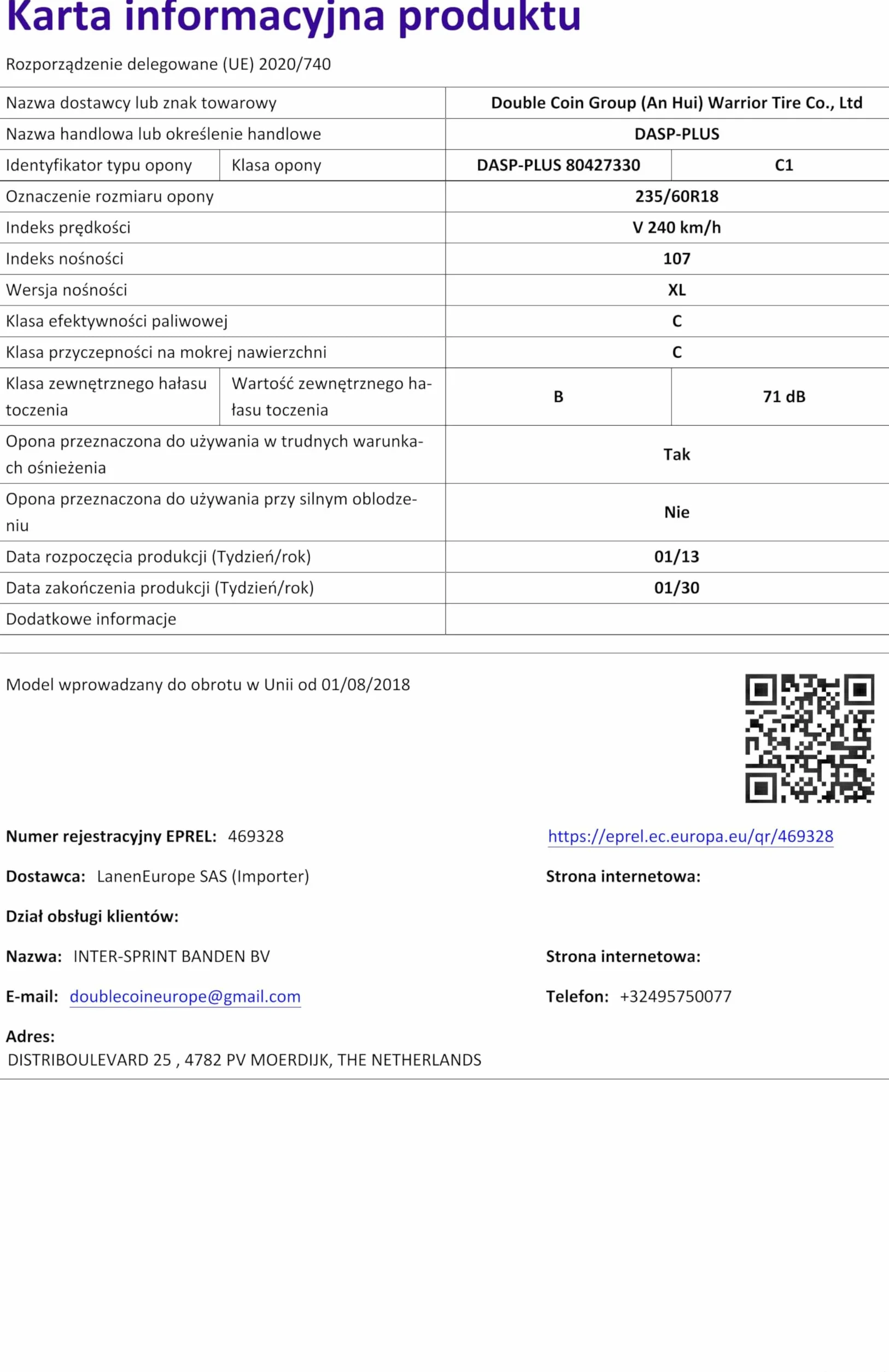 DOUBLE COIN 235/60 R18 107V 4 Stagioni XL Fuoristrada Compatibilità con VW Touareg 7LA, 7L6, 7L7, MERCEDES-BENZ GLK X204 GLC X253 GLC Coupé C253 GLE W167, AUDI Q5 8RB