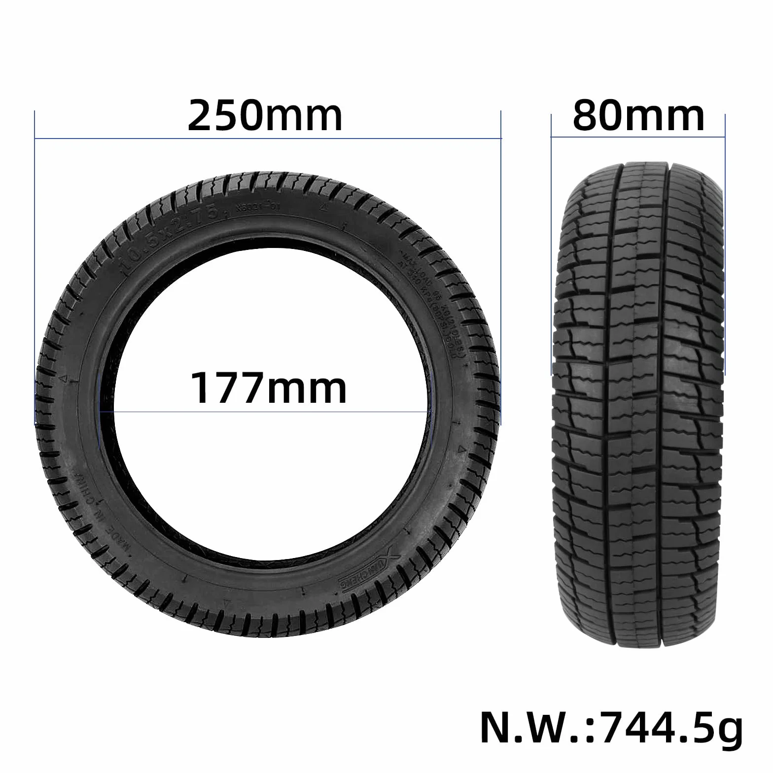 10,5 x 2,75 pneumatici tubeless per scooter elettrico Segway Ninebot P65 P100 P100su, pneumatici di ricambio da 10 pollici, pneumatici senza tubo, in gomma antiscivolo anteriore e posteriore, ruote di