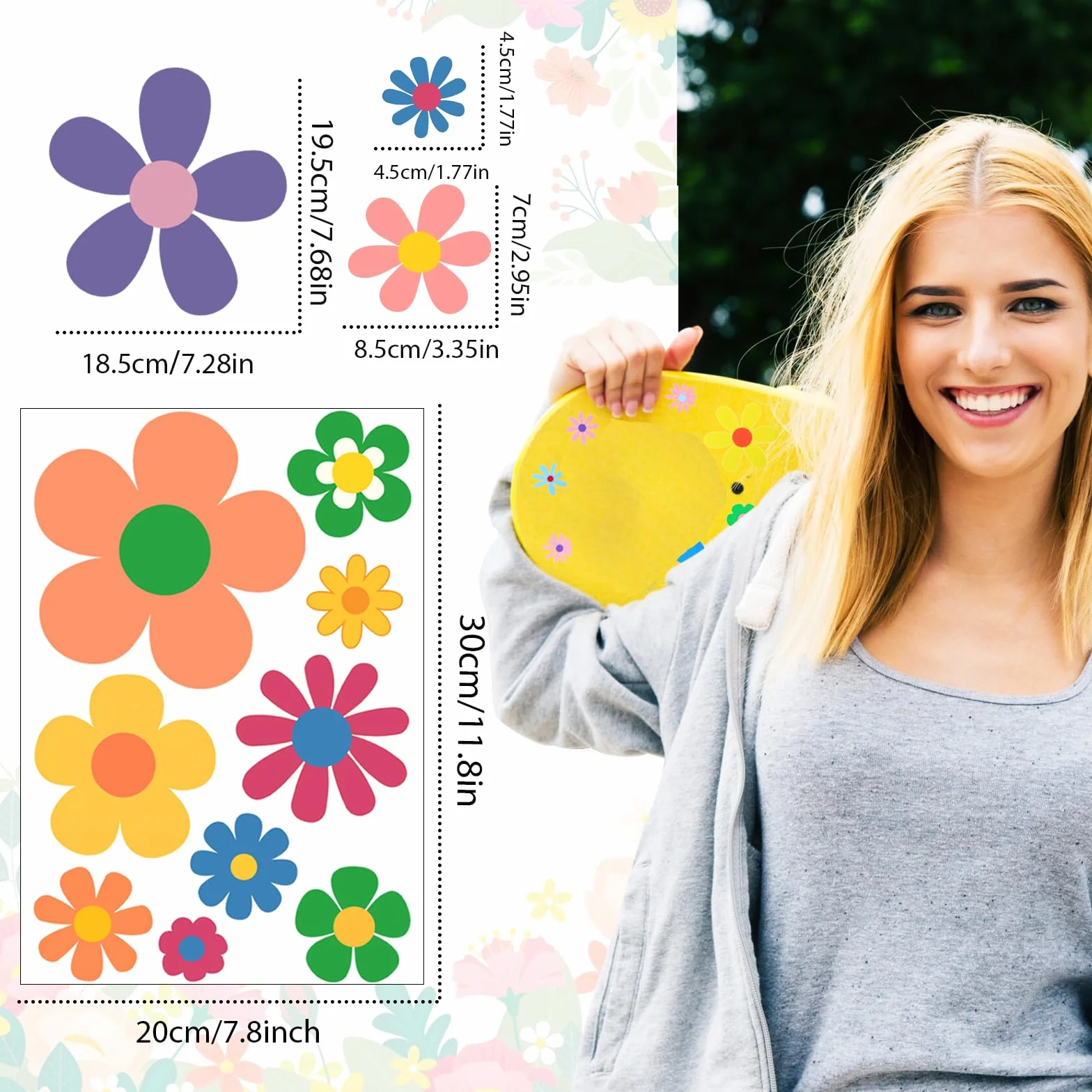 Adesivi per Auto Fiore Decalcomania Vinile Decorazione Esterna Adesivo Autoadesivo 88 PCS