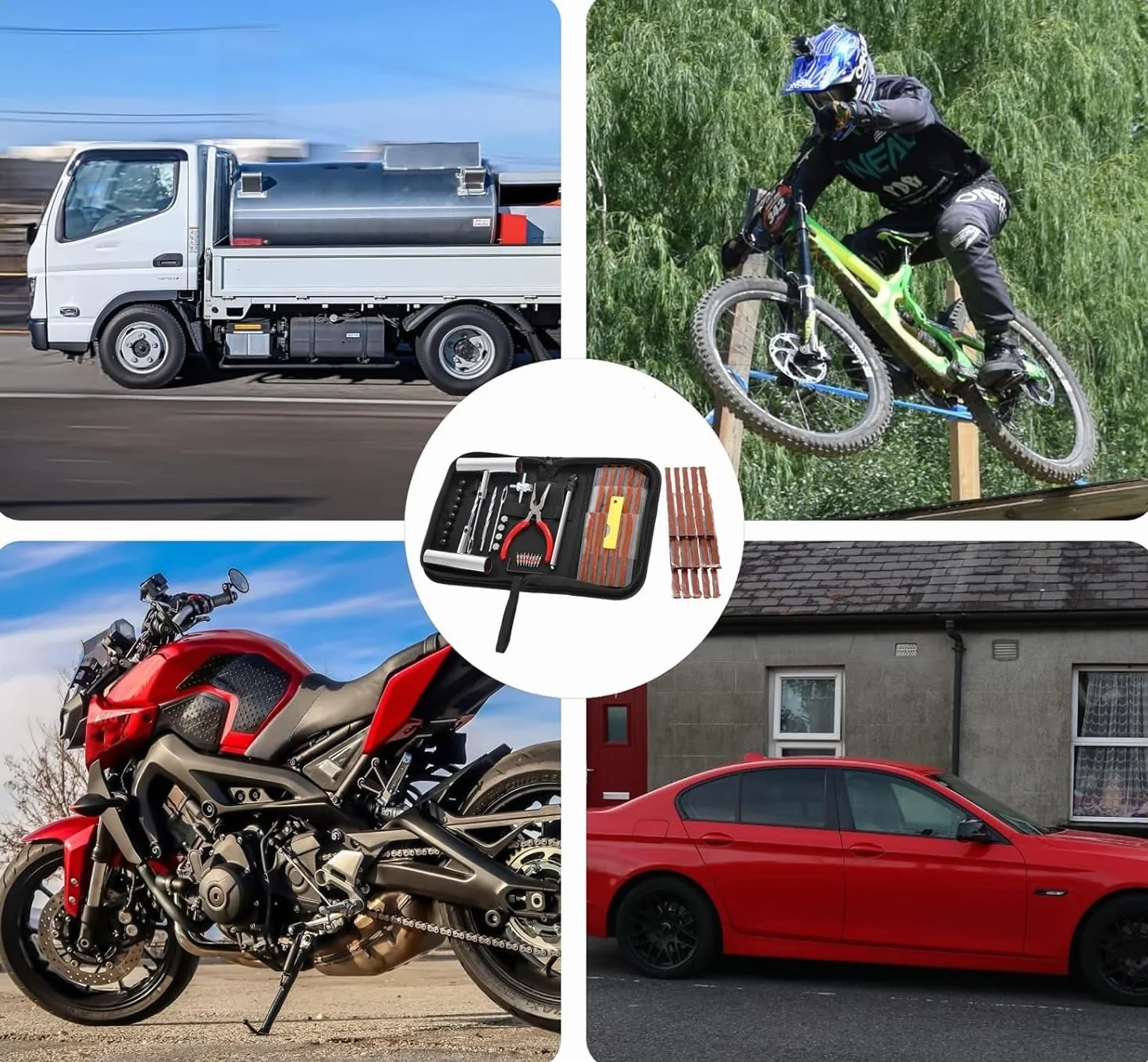 Meche Pneumatico Piatto Kit Riparazione Pneumatici Auto, Moto, Camion, SUV