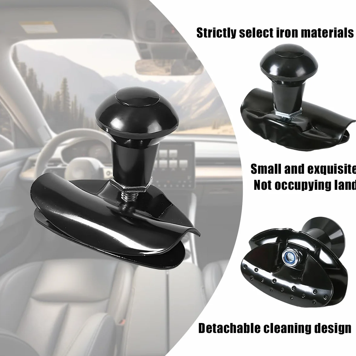 Manopola Universale per Auto Booster, Pomello Volante, Accessori Interni Auto, Trattore, Barca (Nero)