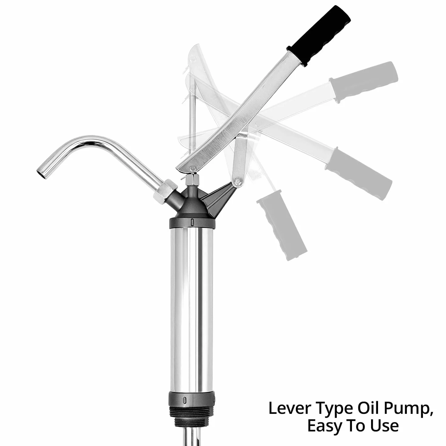 QWORK® Pompa per tamburo a botte con azione a leva, tubo di aspirazione telescopico, per diesel, olio lubrificante, olio motore