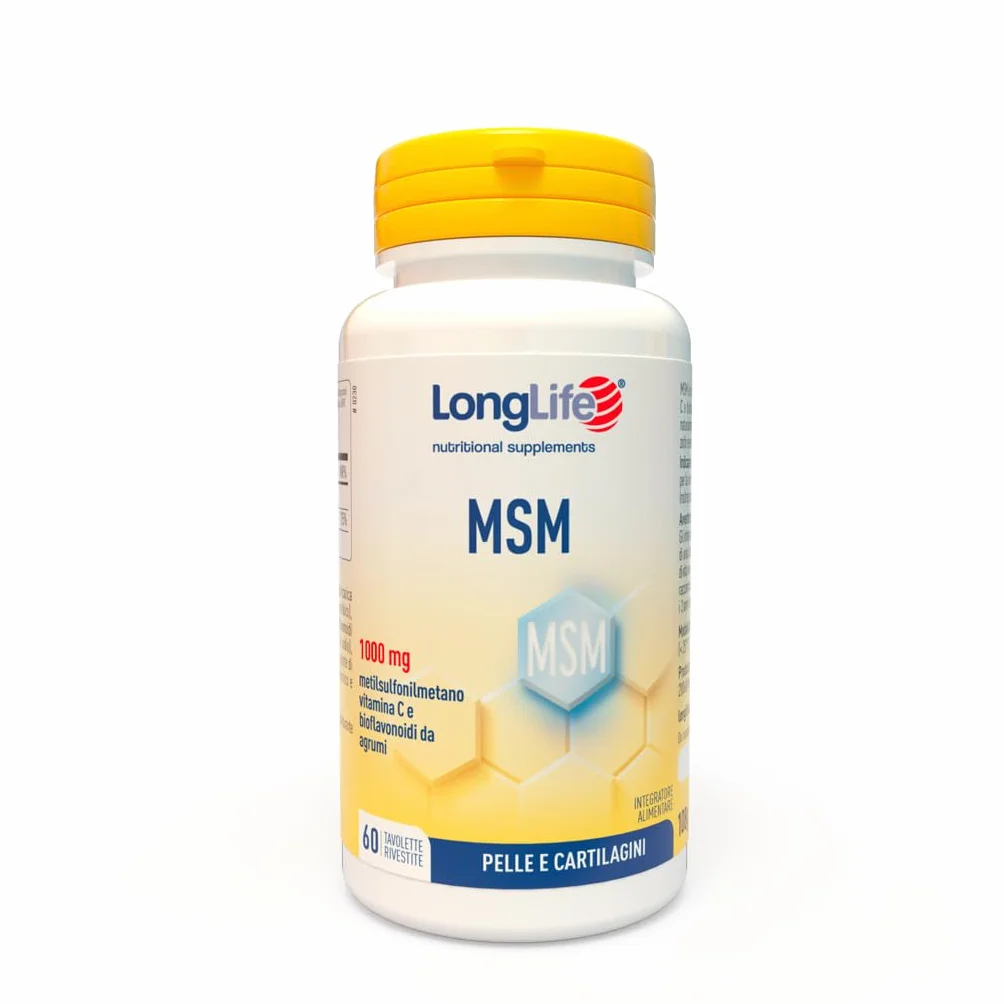 LongLife® MSM con vitamina C e bioflavonoidi 2000mg OptiMSM® dose giornaliera alto dosaggio vegano senza glutine
