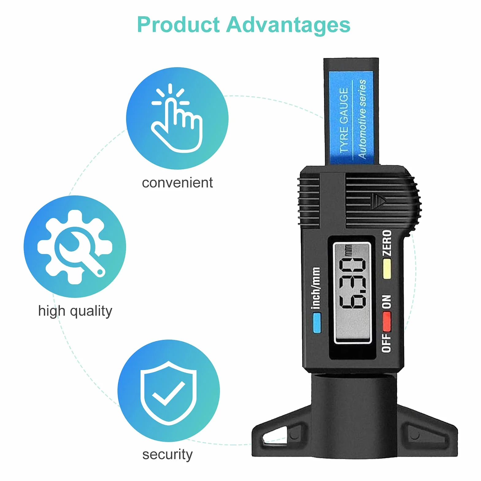 RUIZHI Digitale Misuratore di Profondità Battistrada 0-25,4mm LCD Display Pneumatico per Auto, Moto