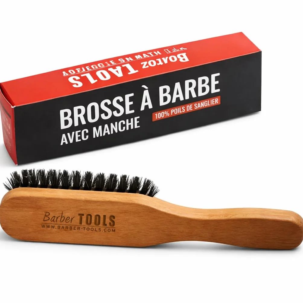 Spazzola per barba e baffi setole di cinghiale con manico 18,5x3,6x2,8cm