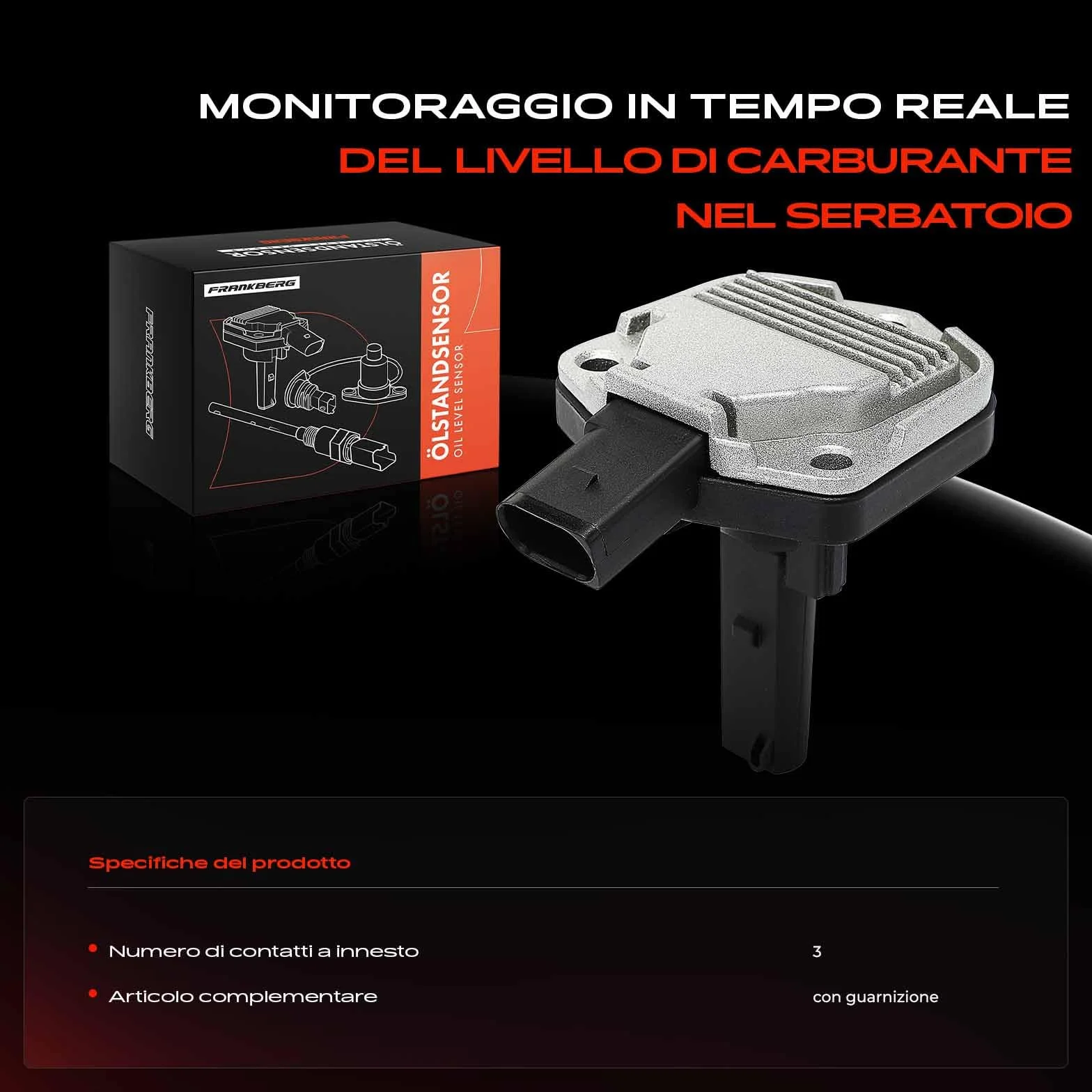 Frankberg Sensore livello olio 3-Poli Compatibile con Golf IV 1J1 L.u.p.o 6E1 6X1 A2 8Z0 A4 8E2 A4 8D2 Replace# 1J0907660B