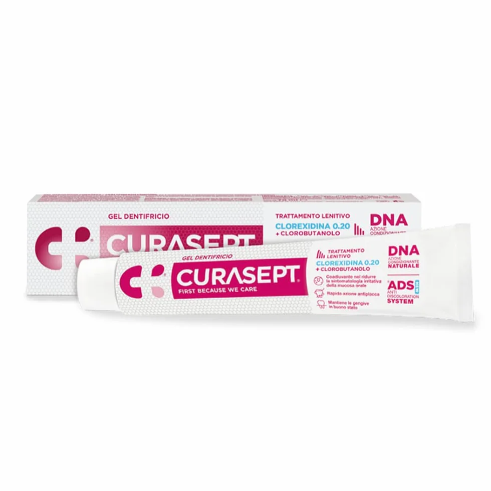 Curasept Kit Igiene Orale Lenitiva 0,20% Clorexidina Collutorio 200 ml + Gel Dentifricio 75 ml ADS Antiplacca
