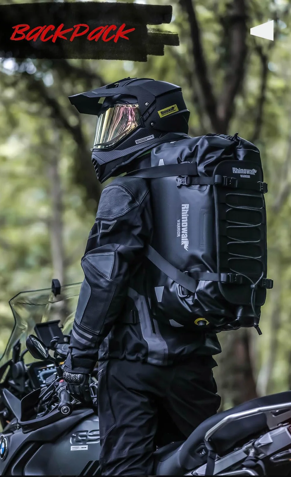 Rhinowalk Borsa da sella per moto 65L impermeabile con espansione MOLLE
