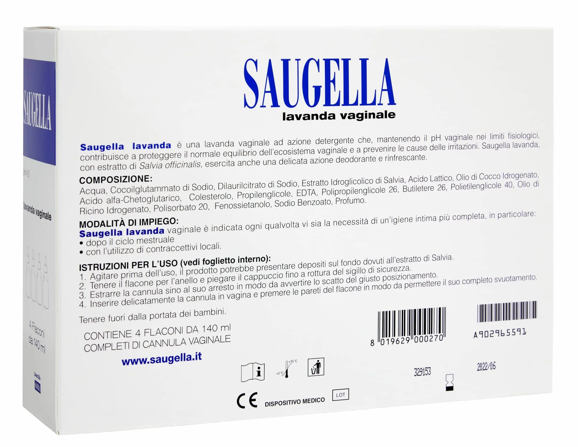 Saugella Lavanda Vaginale Detergente Rinfrescante Monodose 4x140 ml