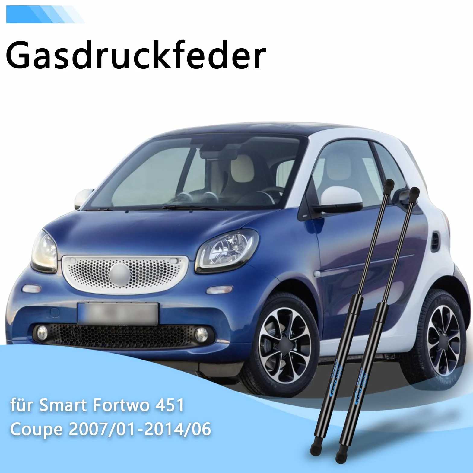 2x Molle a Gas Ammortizzatori Posteriori per Smart Fortwo 451 Coupe 2007/01-2014/06 Nero Pistoni Portellone Posteriore Pistoni per Portellone Posteriore Sostituire #A4519880004