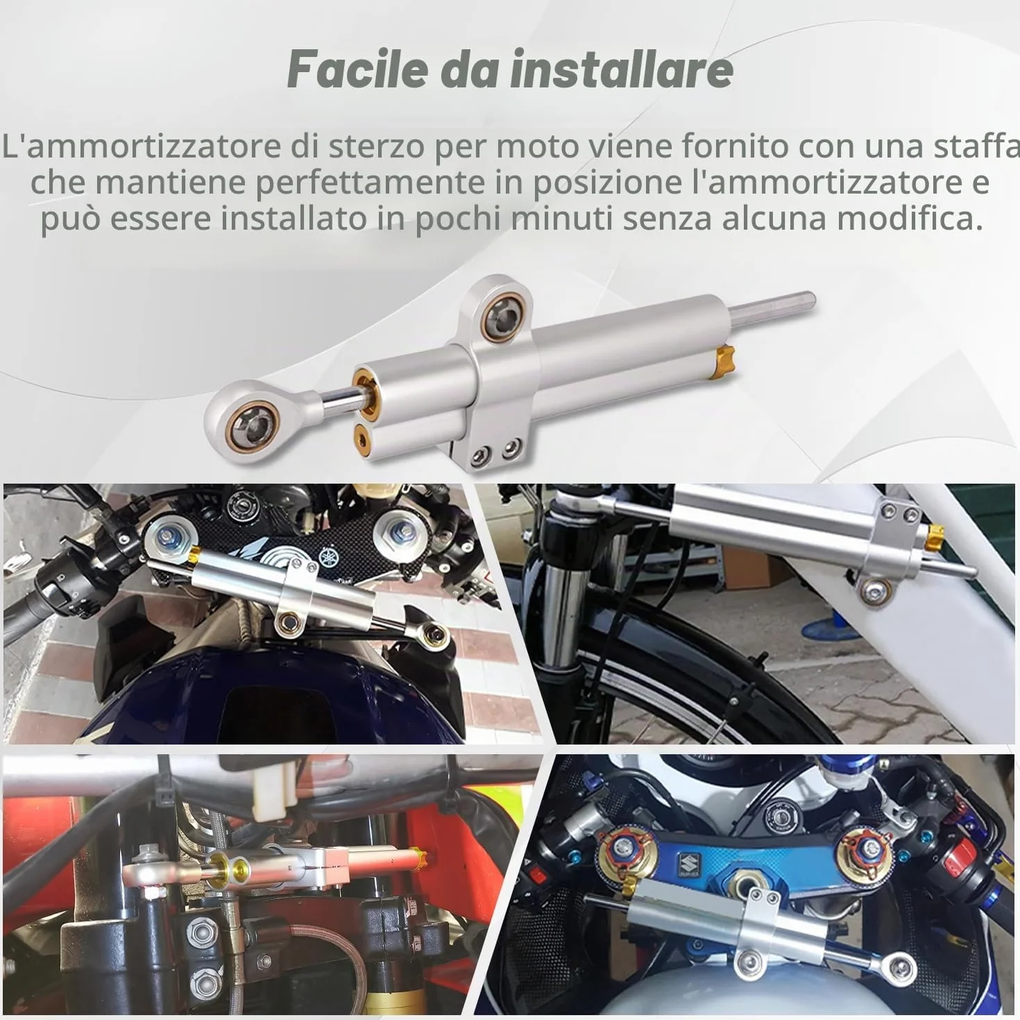 Ammortizzatore Sterzo Moto Universale Regolabile Alluminio CNC per MT07 GSXR750 K4 ZX6R TL1000R
