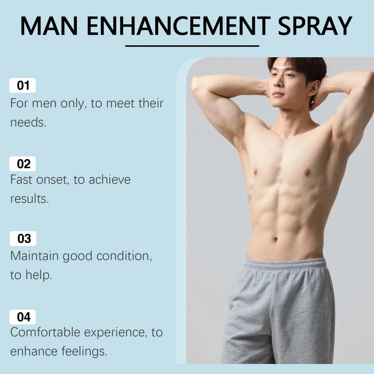 Spray Potenziante per Uomo 30ml Effetto Rapido Supporto Duraturo Aumenta Vitalità Resistenza