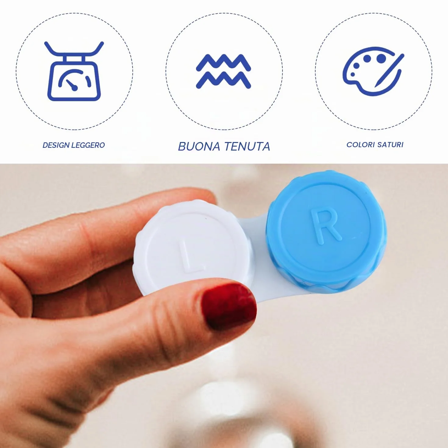 Contenitori per Lenti a Contatto Portatili 25 Pezzi (Blu, Nero, Rosa, Verde, Viola)