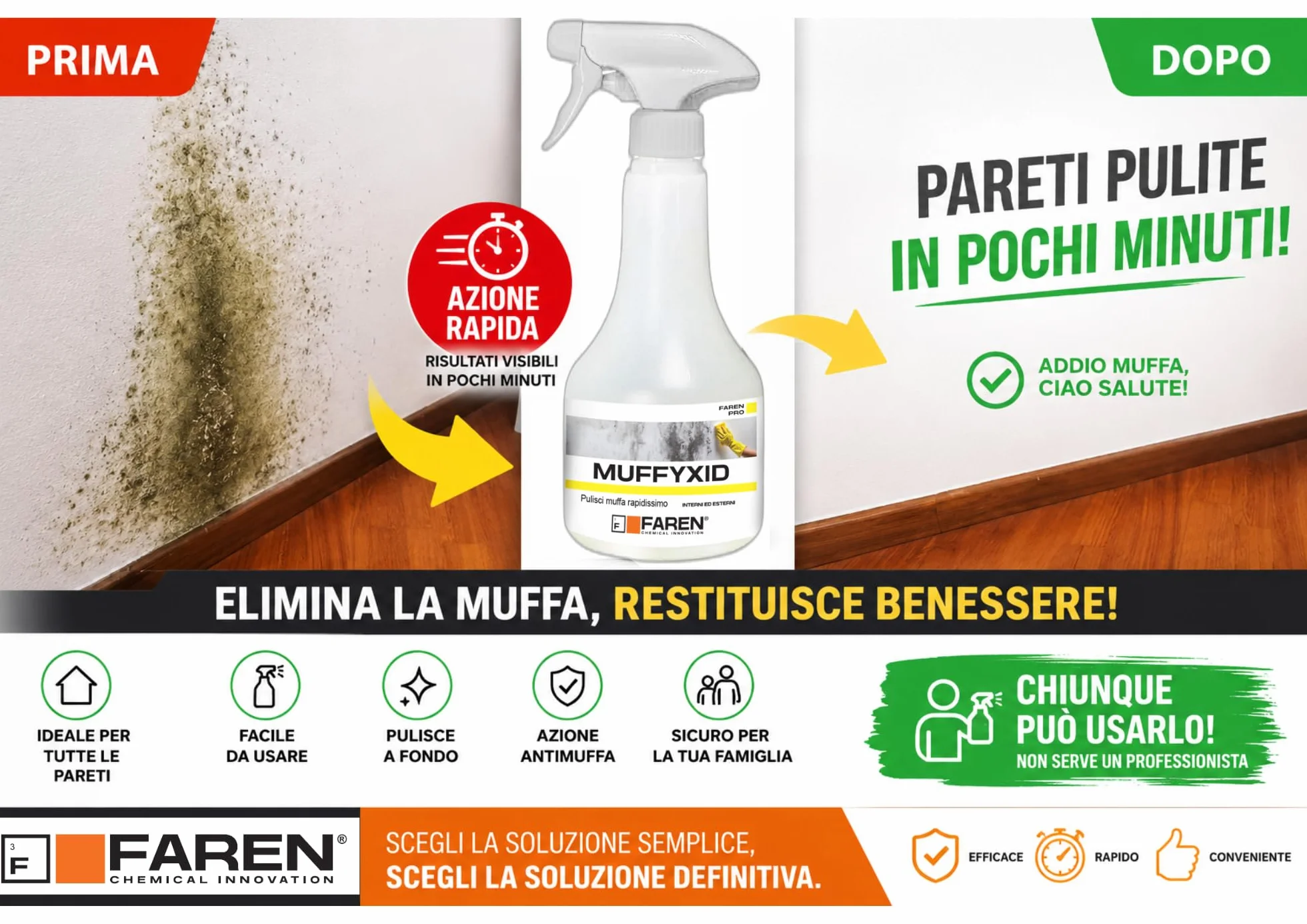 Faren Rimuovi Muffa Antimuffa Pulitore Muffa Azione Rapida Igienizzante 500ml (2)