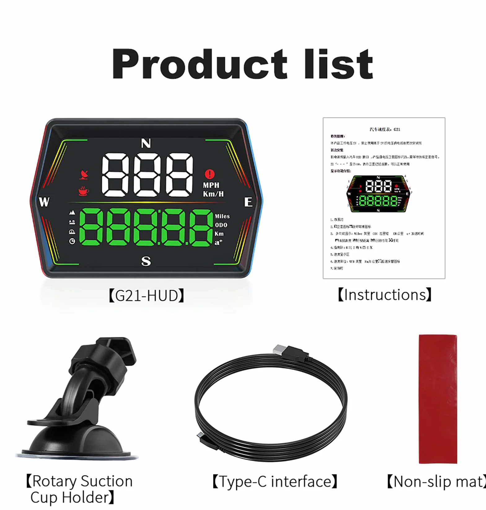 ELLENNE G21 HUD GPS Display Velocità Tachimetro Digitale per Auto Moto con Avviso Superamento Velocità