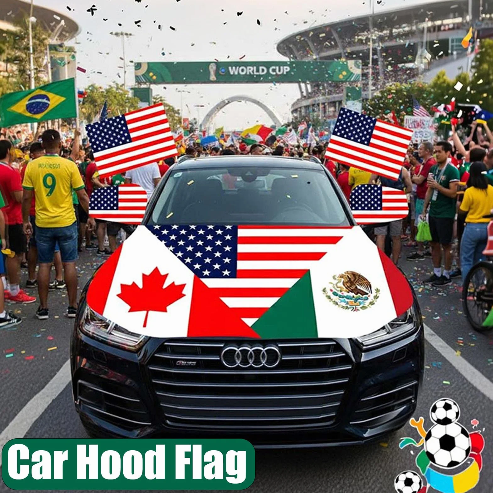 Bandiera del cofano Marocco lavabile per tifosi mondiali parata feste patriottiche